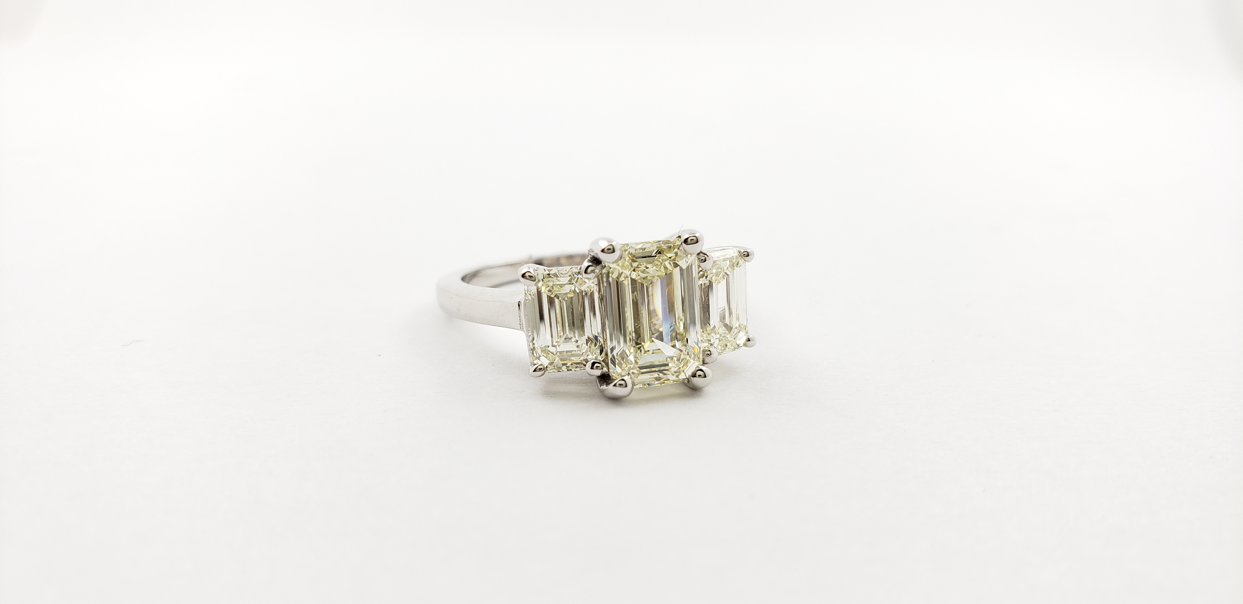 Three-Stone Emerald Cut Diamond Ring